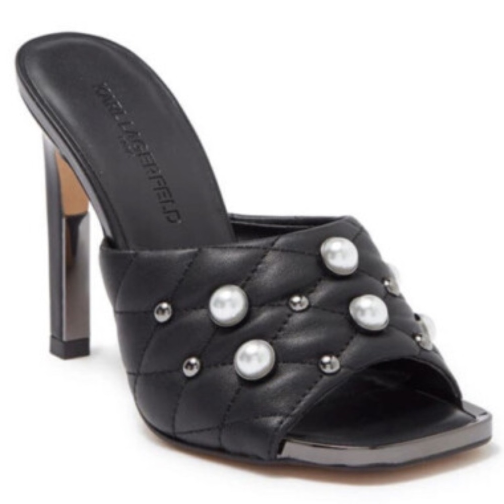 Karl Lagerfeld Pearl Amina Black Heels- Size 9.5